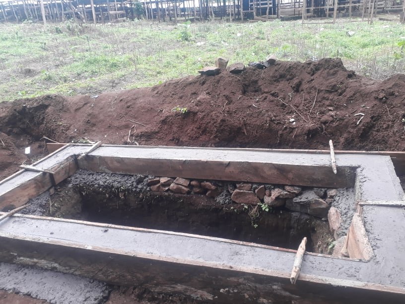  Concrete forms that will serve as the base of the main toilet facility and be part of the waste/septic tank. 