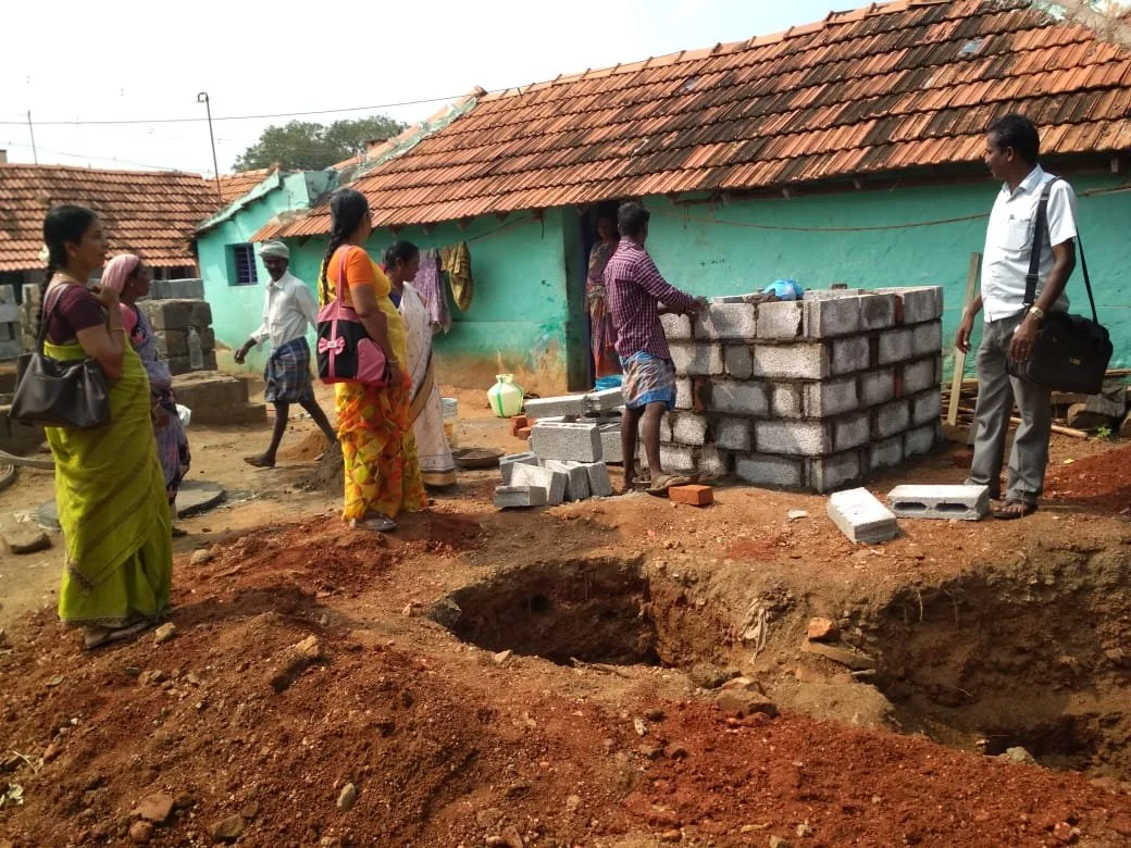 Each of the latrines will have cinderblock walls to divide up the individual, private toilet spaces. 