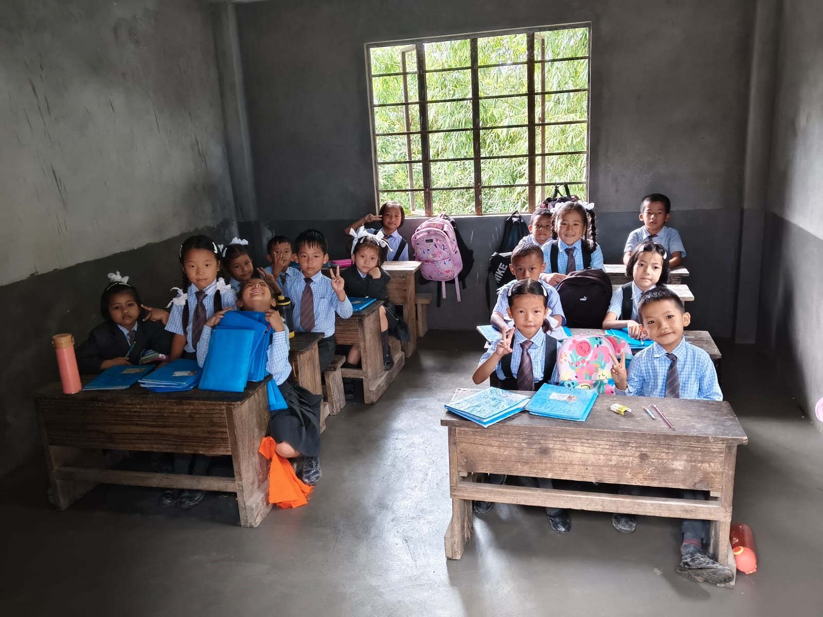  Students in their finished classroom. 