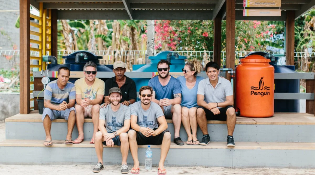 Group at the Siladen water filtration tanks in Indonesia
