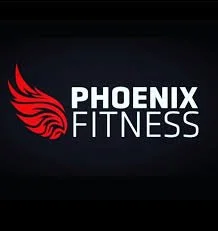 Phoenix Fitness logo with a red phoenix wing and white text on a black background.