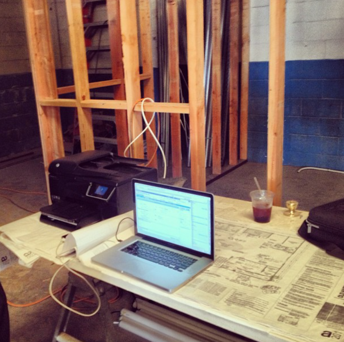 working on a laptop at Old Harbor circa 2013