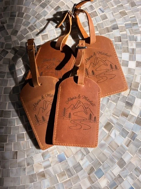 Personalized leather luggage tags - wedding favors
