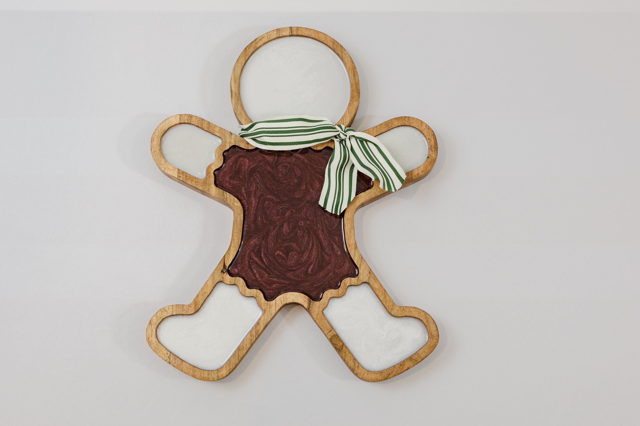 Festive Gingerbread Serving Tray-  Red and White