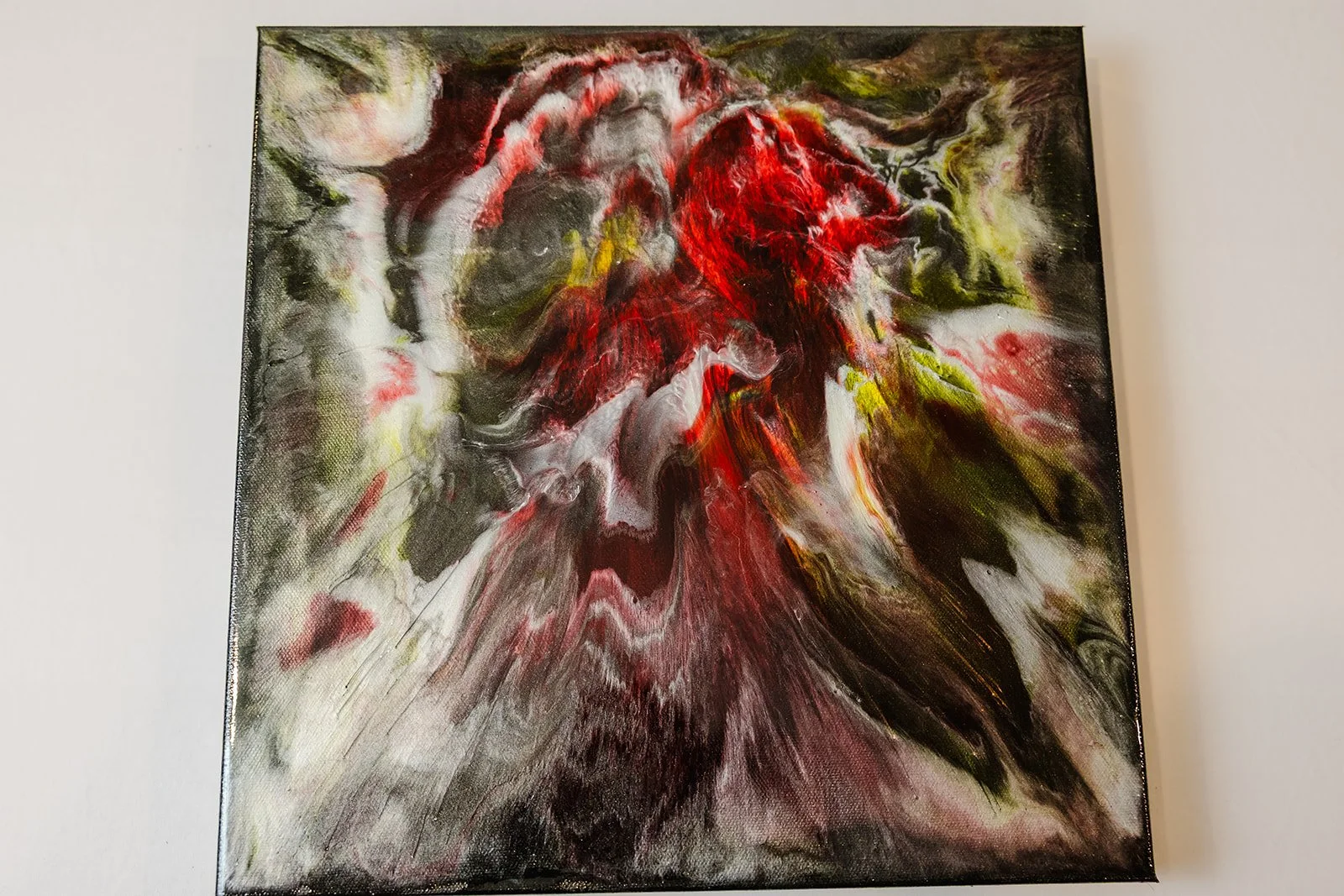 Abstract Canvas Art - Red, White and Yellow