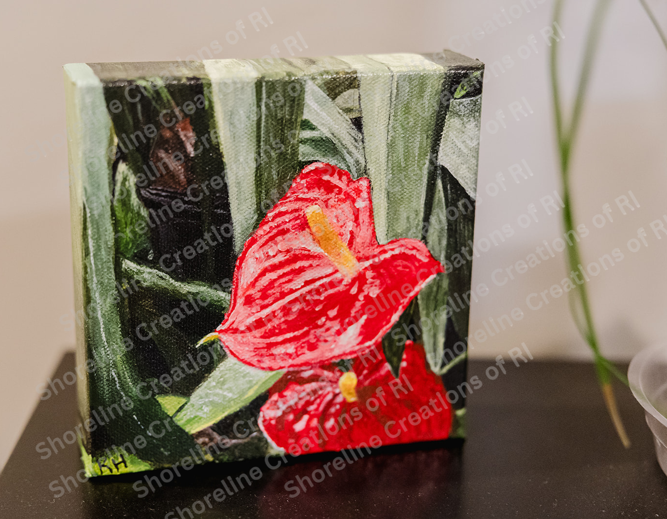 Hand-Painted Acrylic Anthurium on Canvas