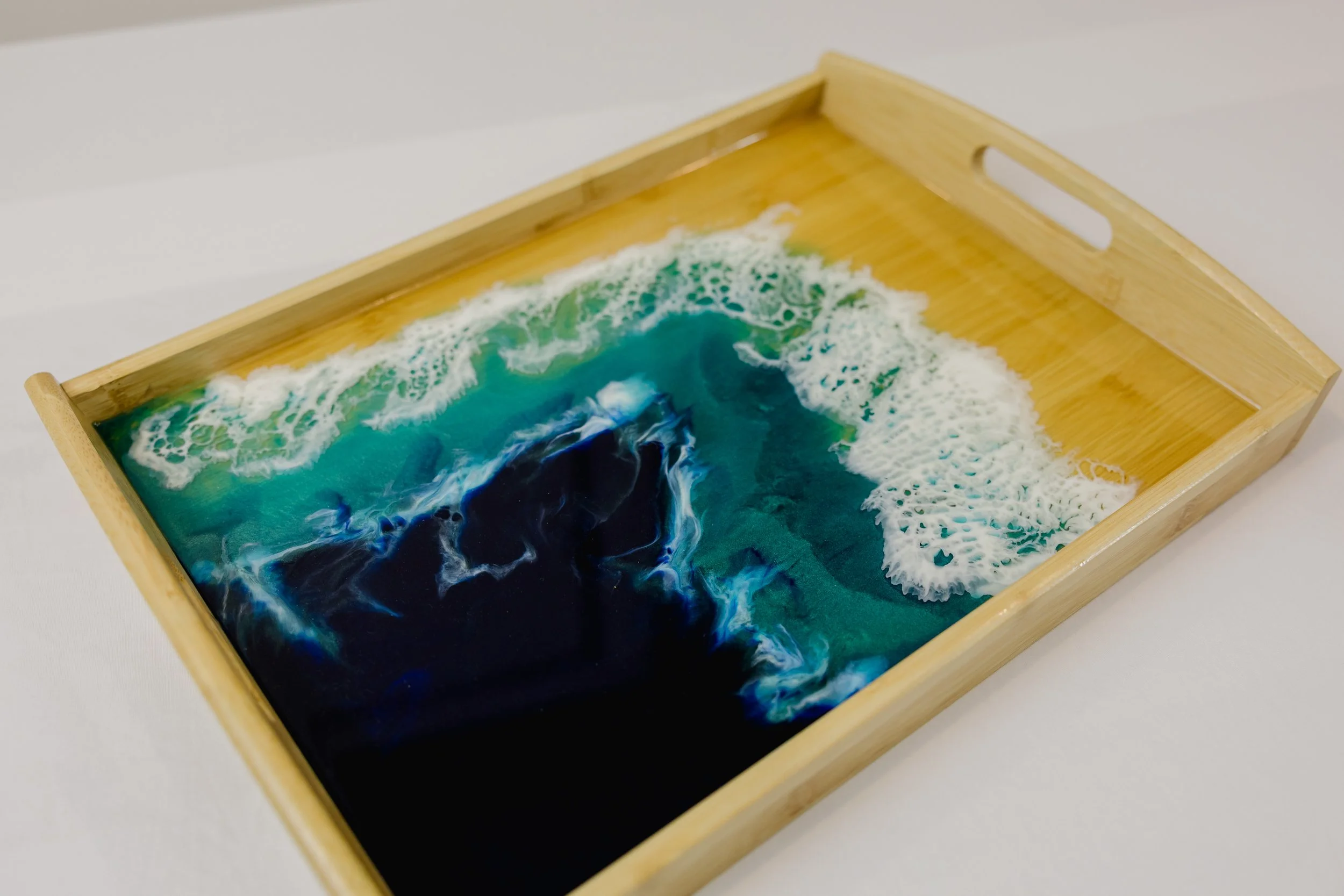 Ocean Wave Resin Art Serving Tray