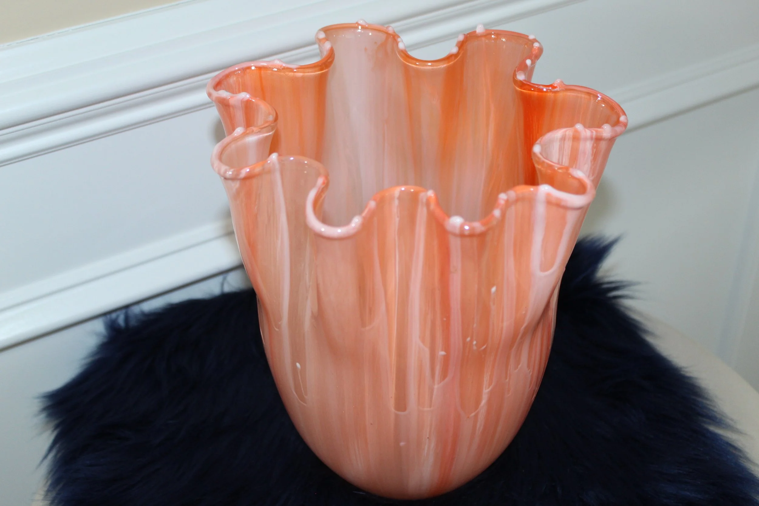 X-Large Coral Vase with Streaks of White.JPG