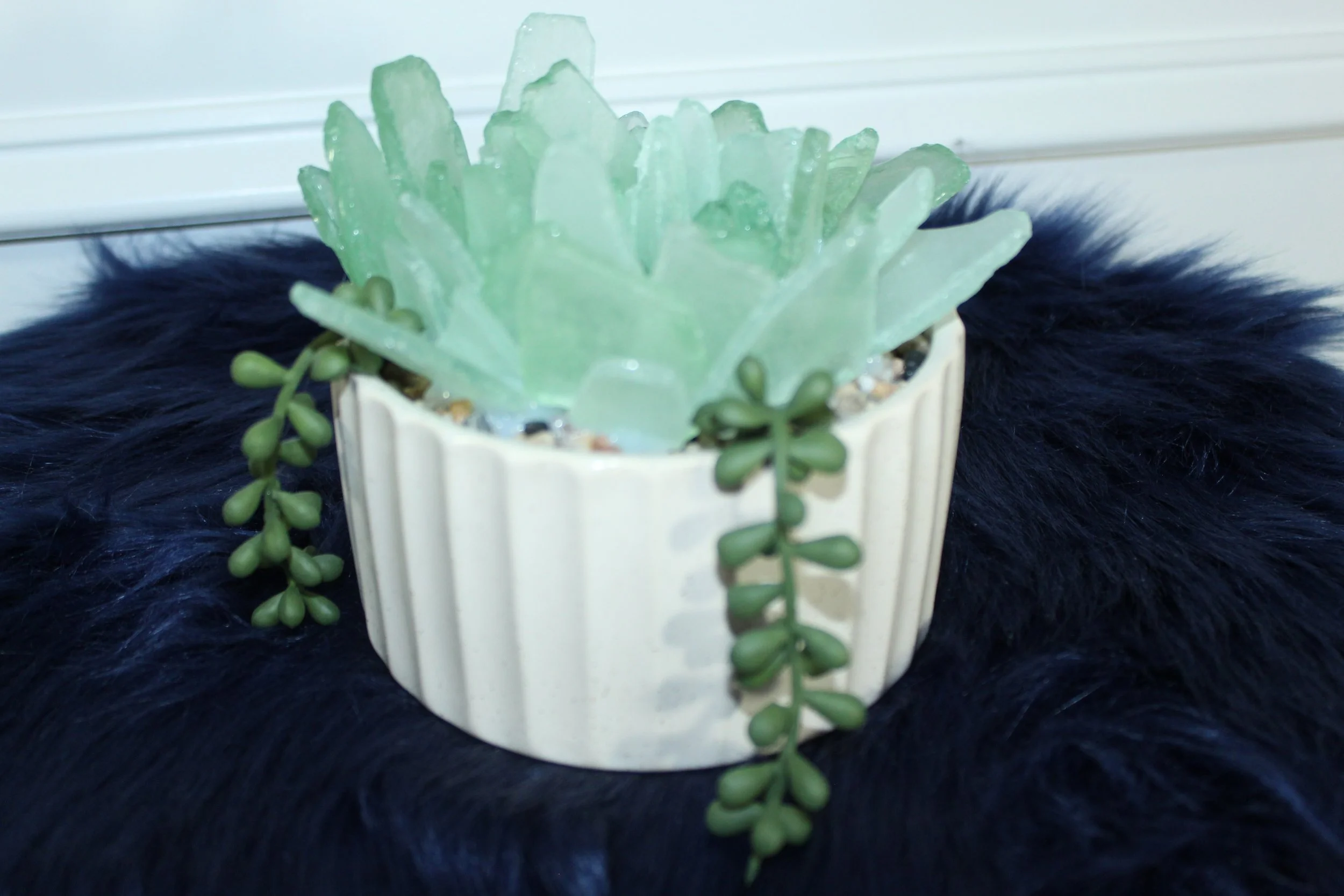 Large succulent -cream ceramic pot and light green seaglass3.JPG
