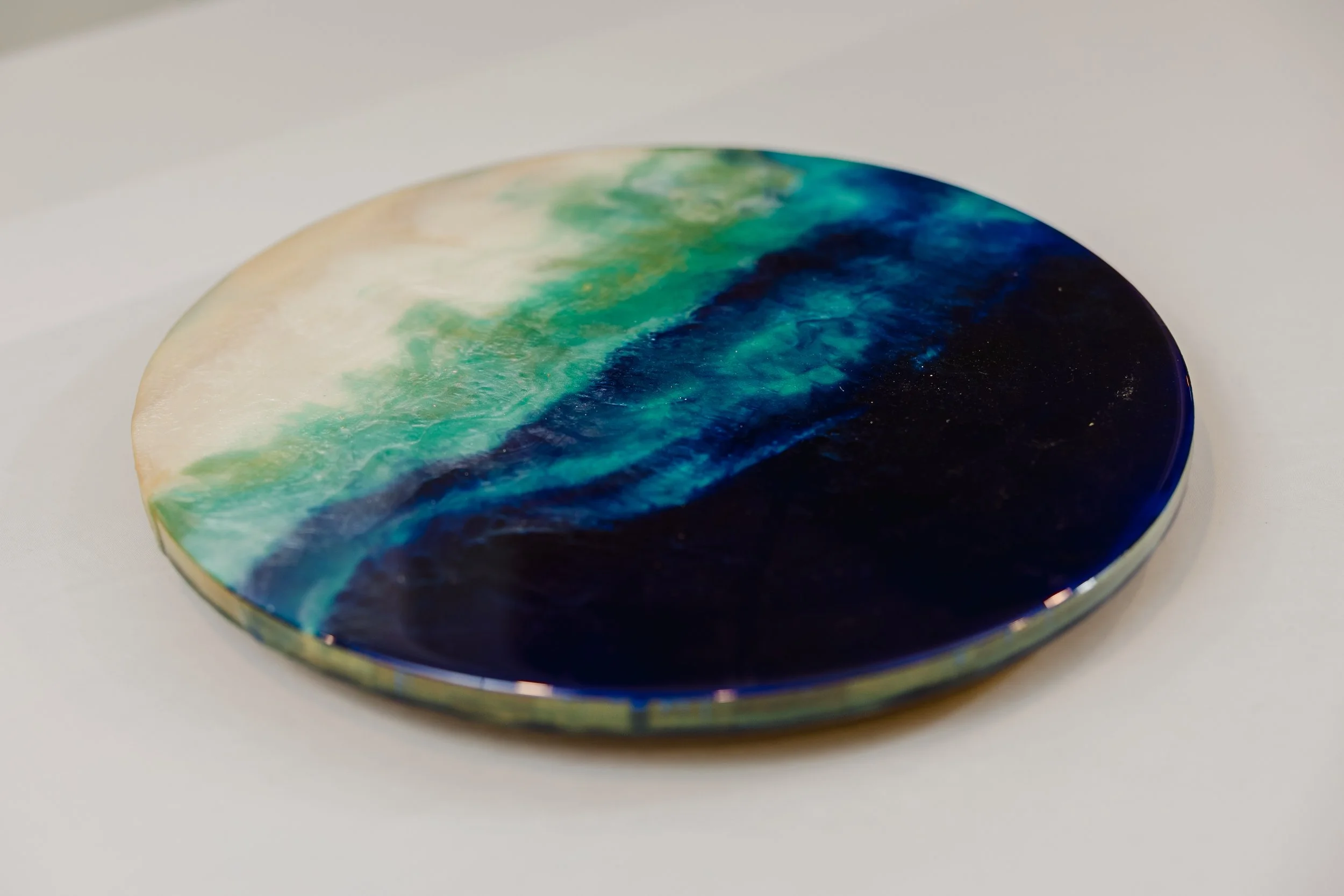 Ocean Waves Round Resin Lazy Susan