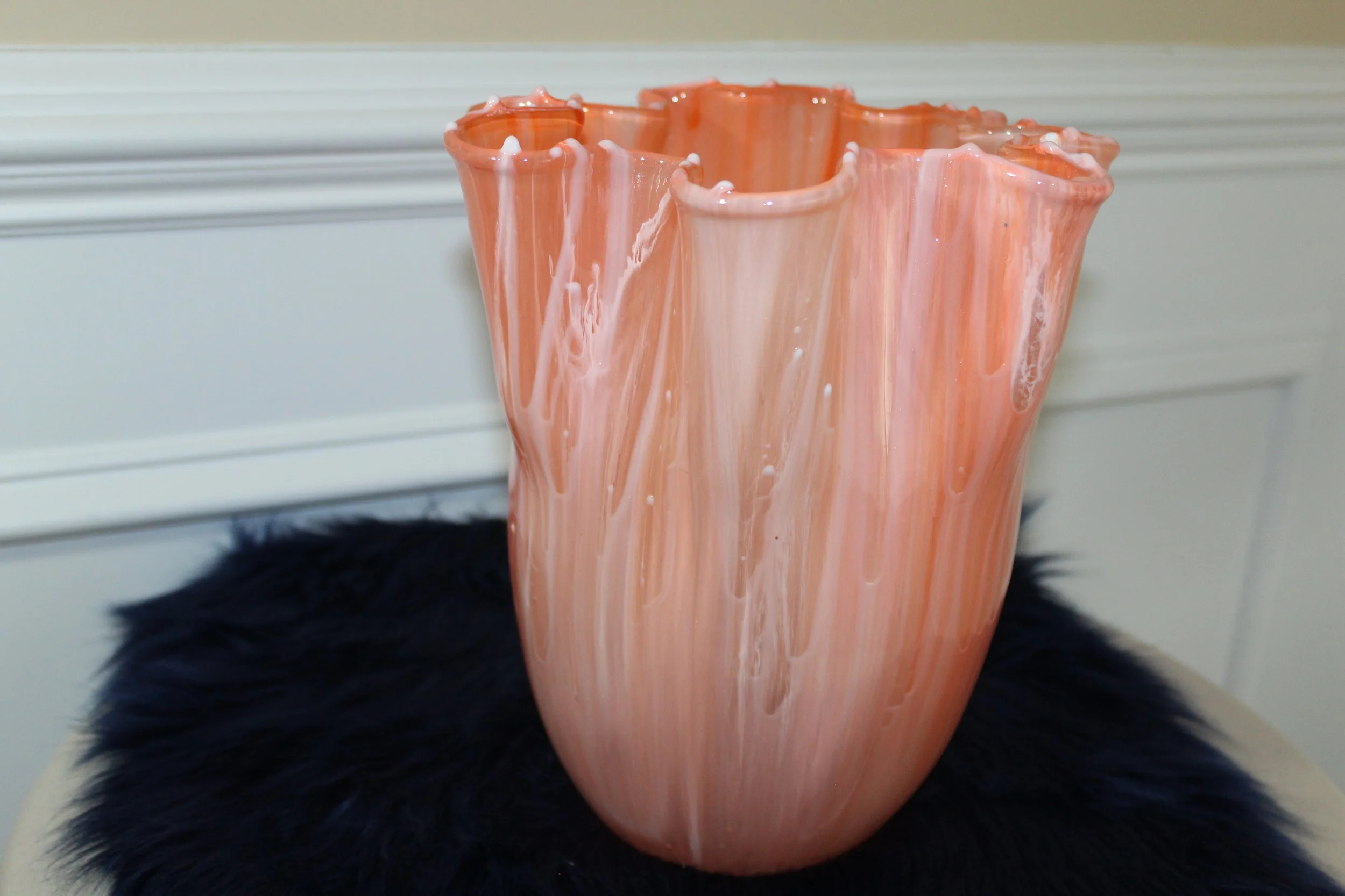 X-Large Coral Vase with Streaks of White5.JPG