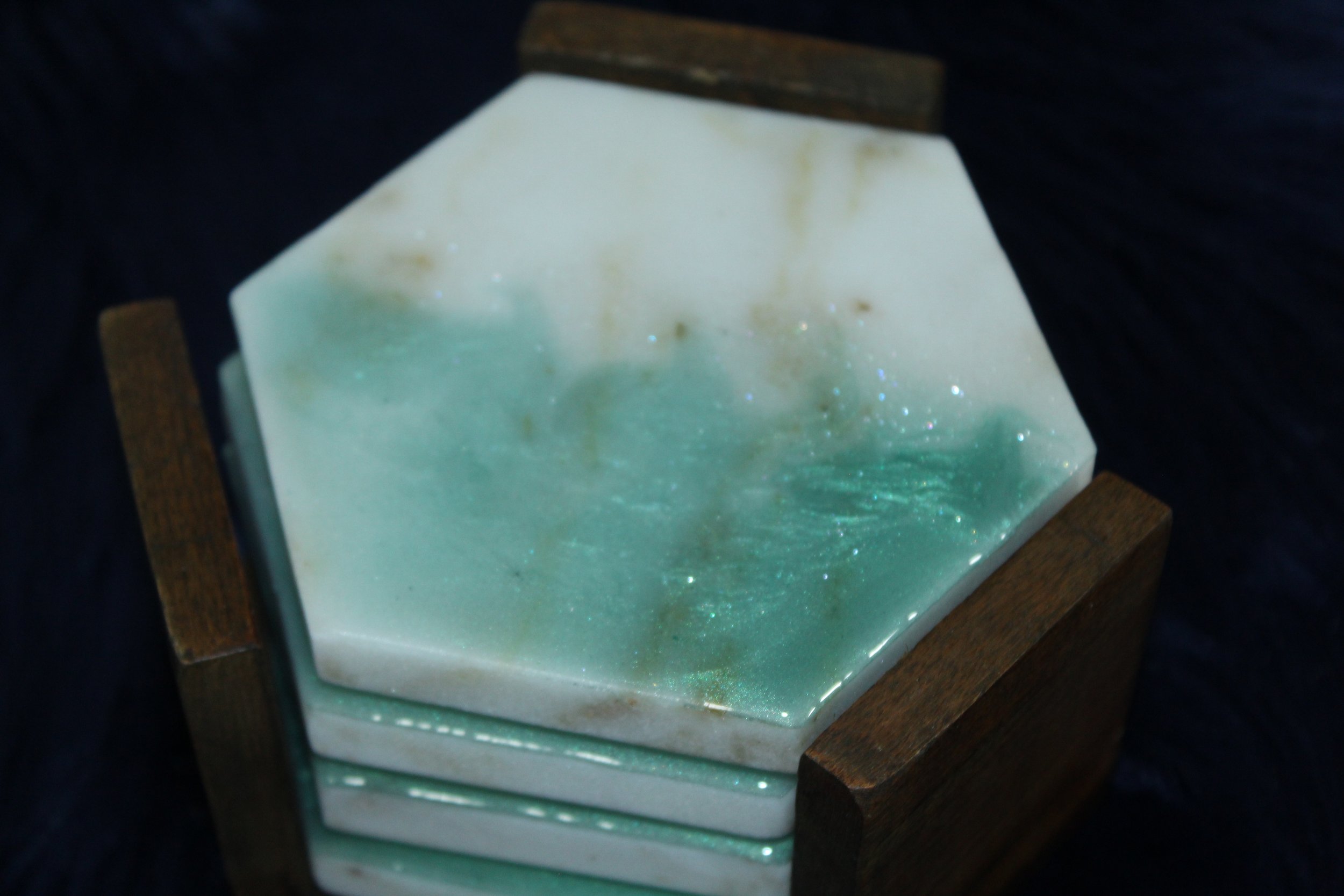 Ocean-Inspired Hexagon Stone Coasters – Set of 4 with Wooden Holder3.JPG