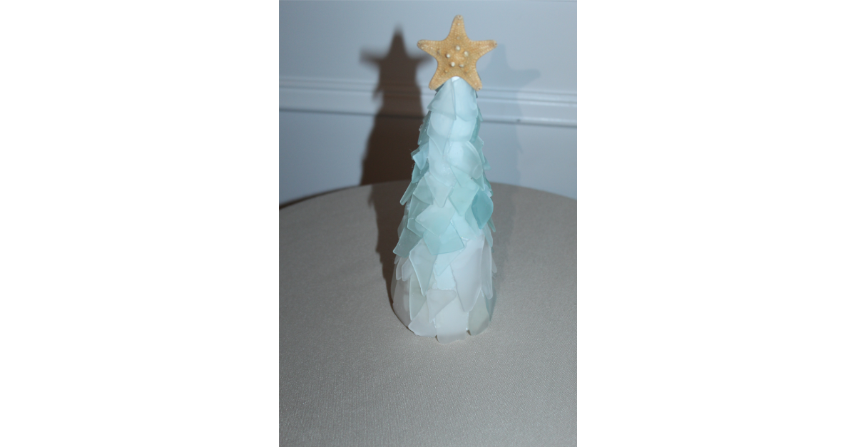 Sea Glass White and Light Blue Christmas Tree - Medium