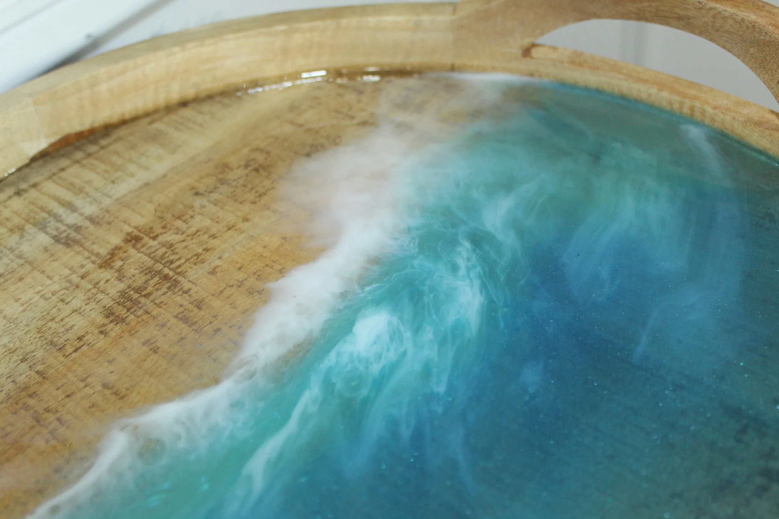 Turquoise Waves Round Resin Serving Tray2.JPG