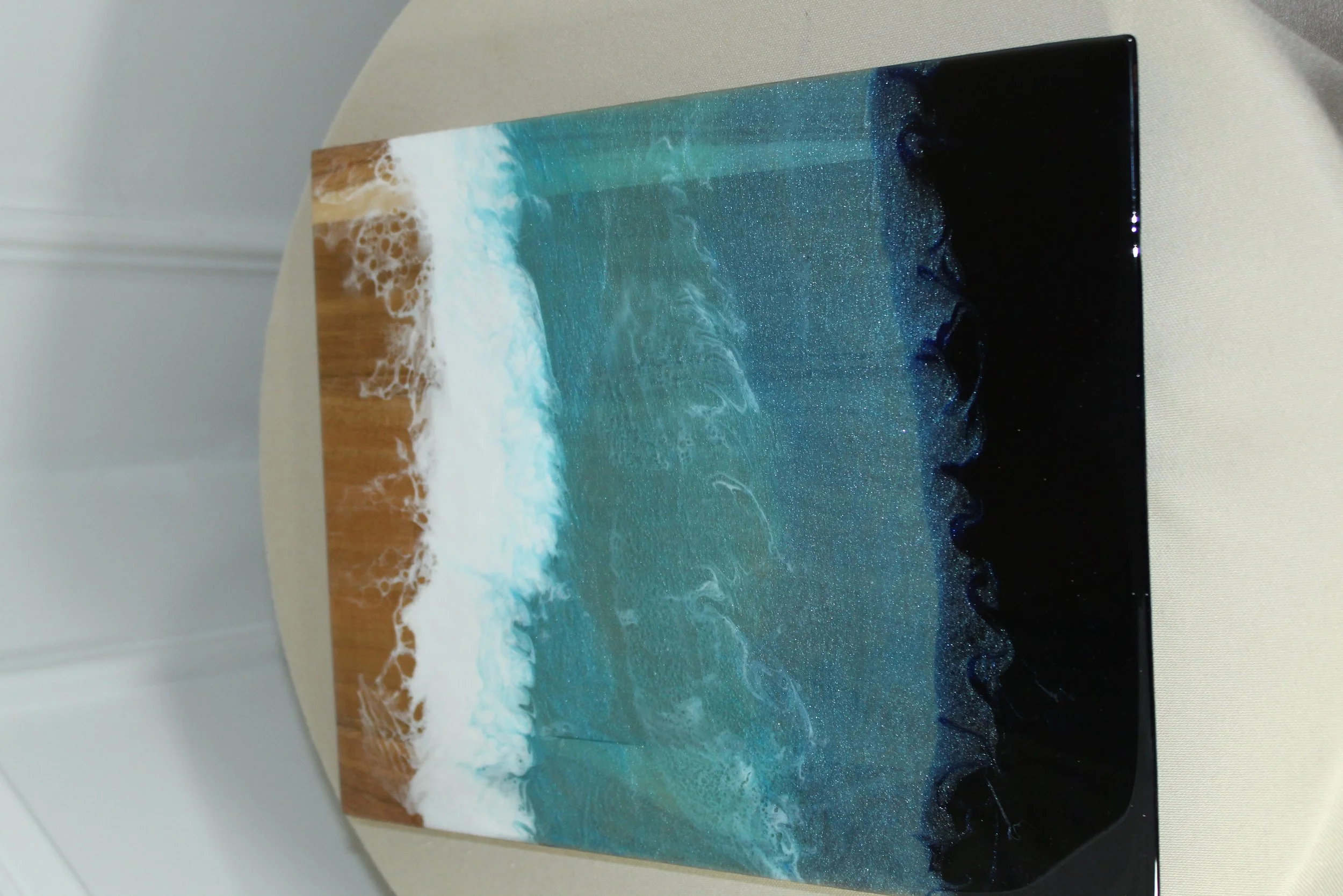 Ocean Board - Artisan Wood and Wave Resin Decor
