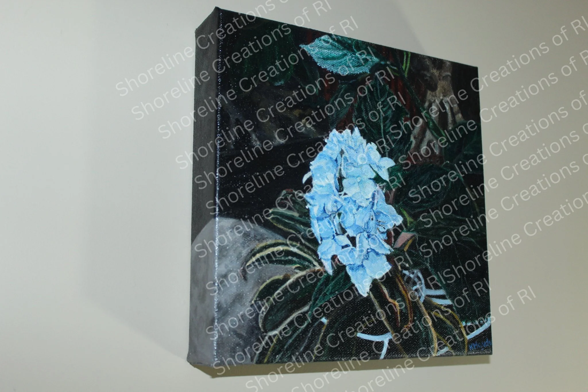 Blue Hydrangea – Original Acrylic Painting on Canvas (12" x 12")