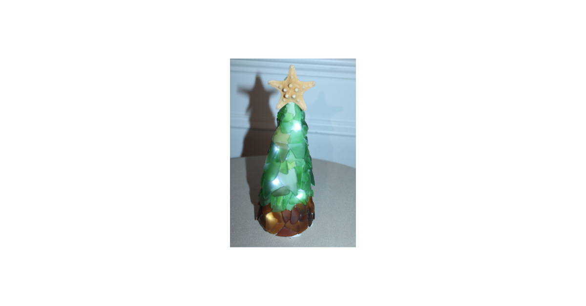 Sea Glass Green and Brown Christmas Tree - Medium