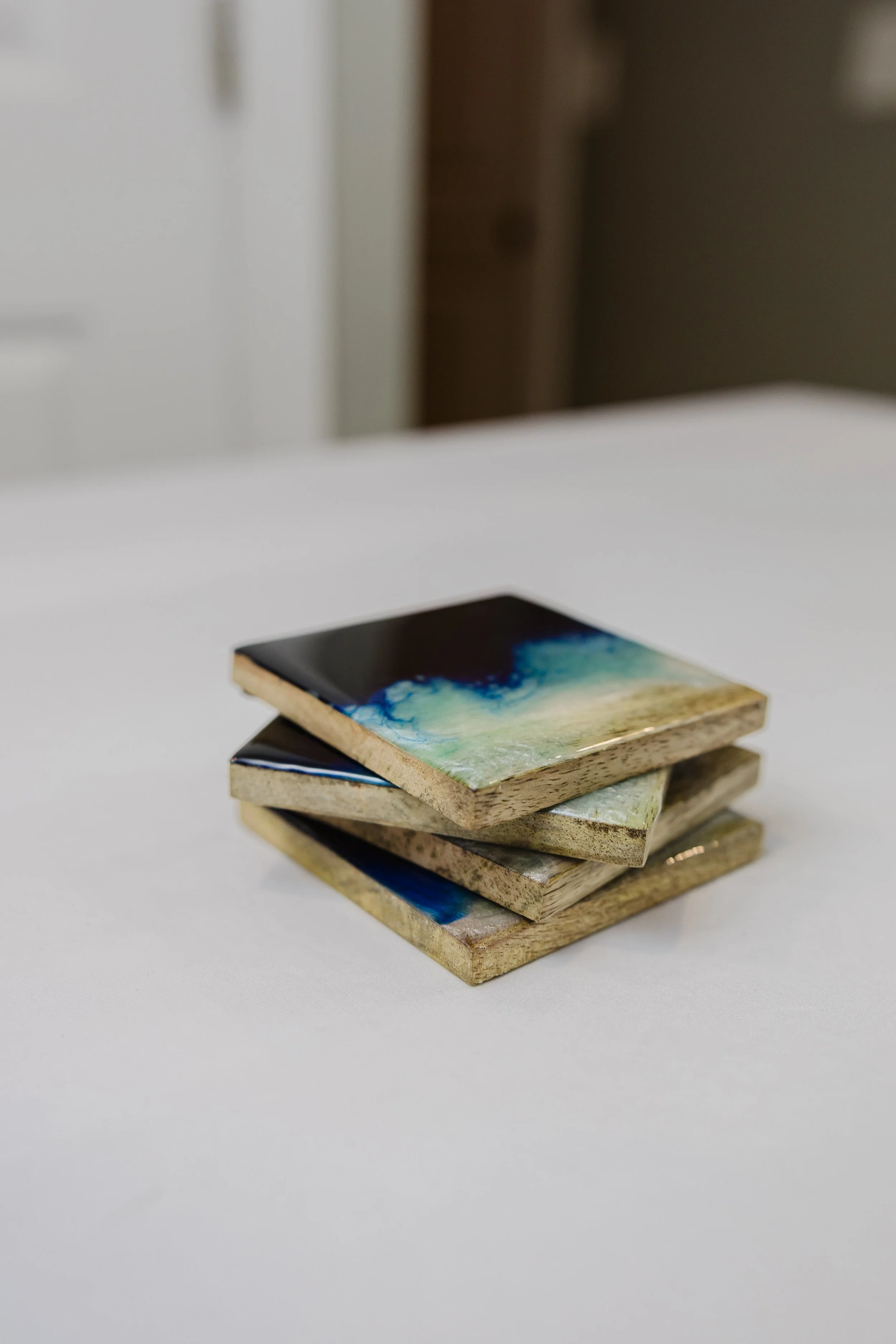 Ocean Elegance Natural Edge Resin Coasters