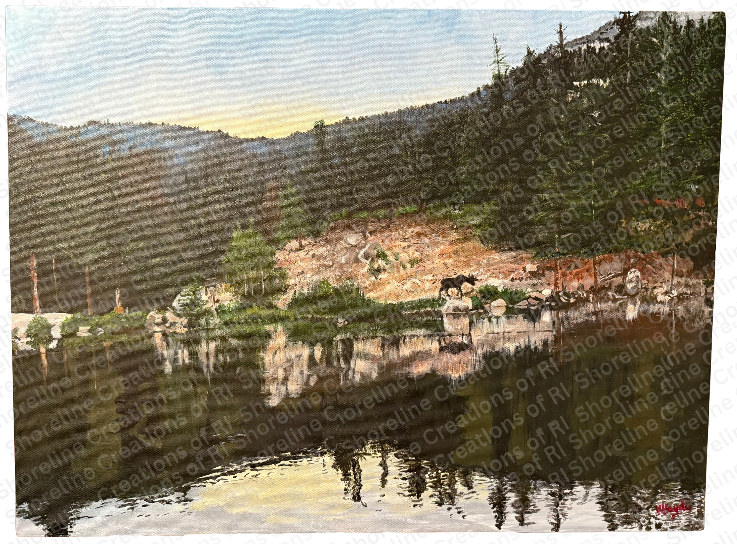 Colorado Wilderness Acrylic Painting with Moose