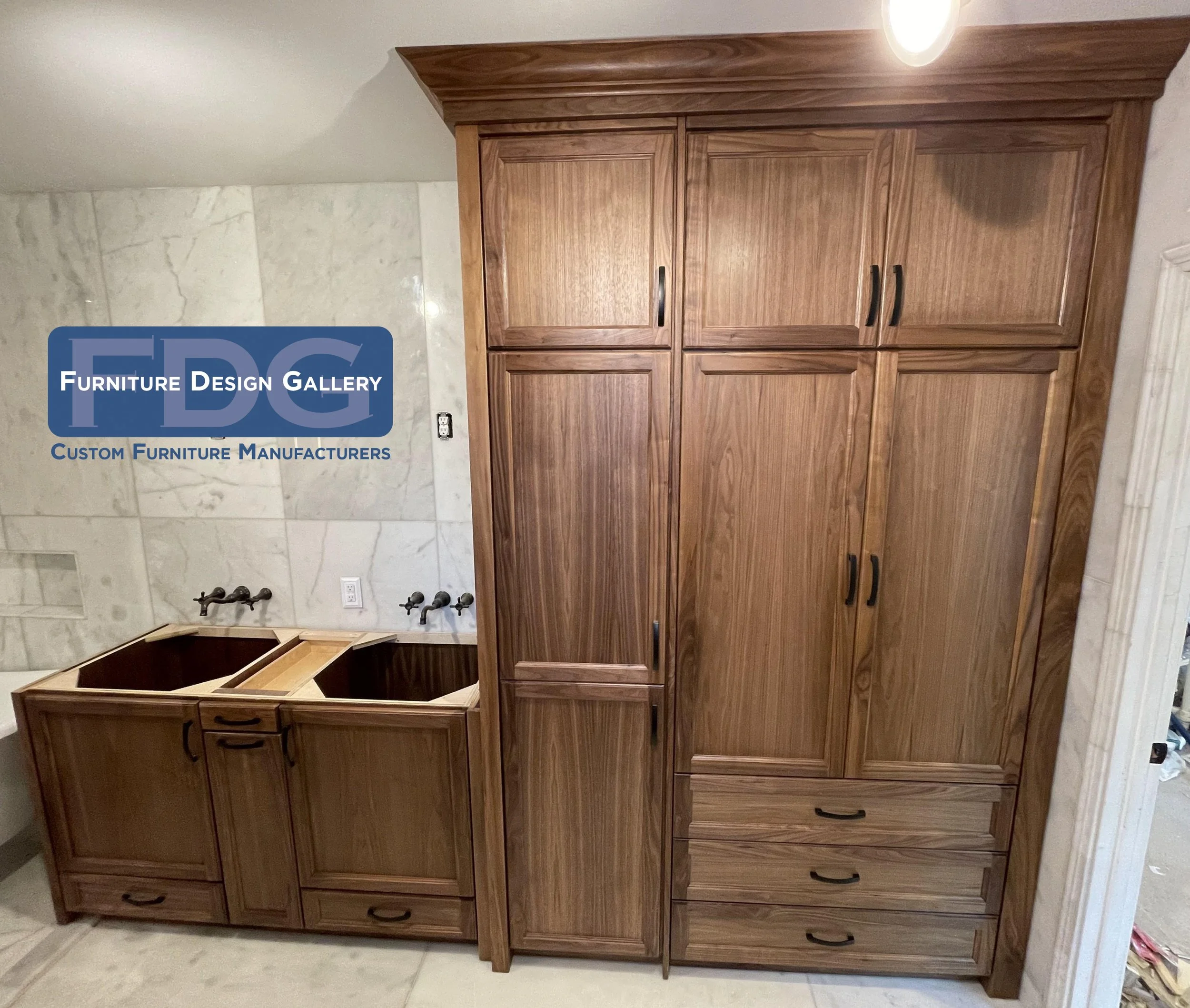 1. Luxury meets function. 🛁 This custom-crafted walnut vanity unit offers sophisticated style and abundant storage for the ultimate bathroom upgrade.