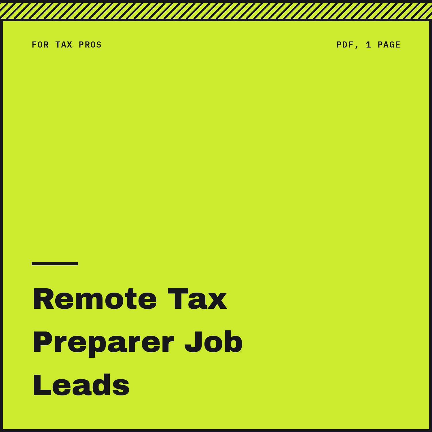 Remote Tax Preparer Job Leads