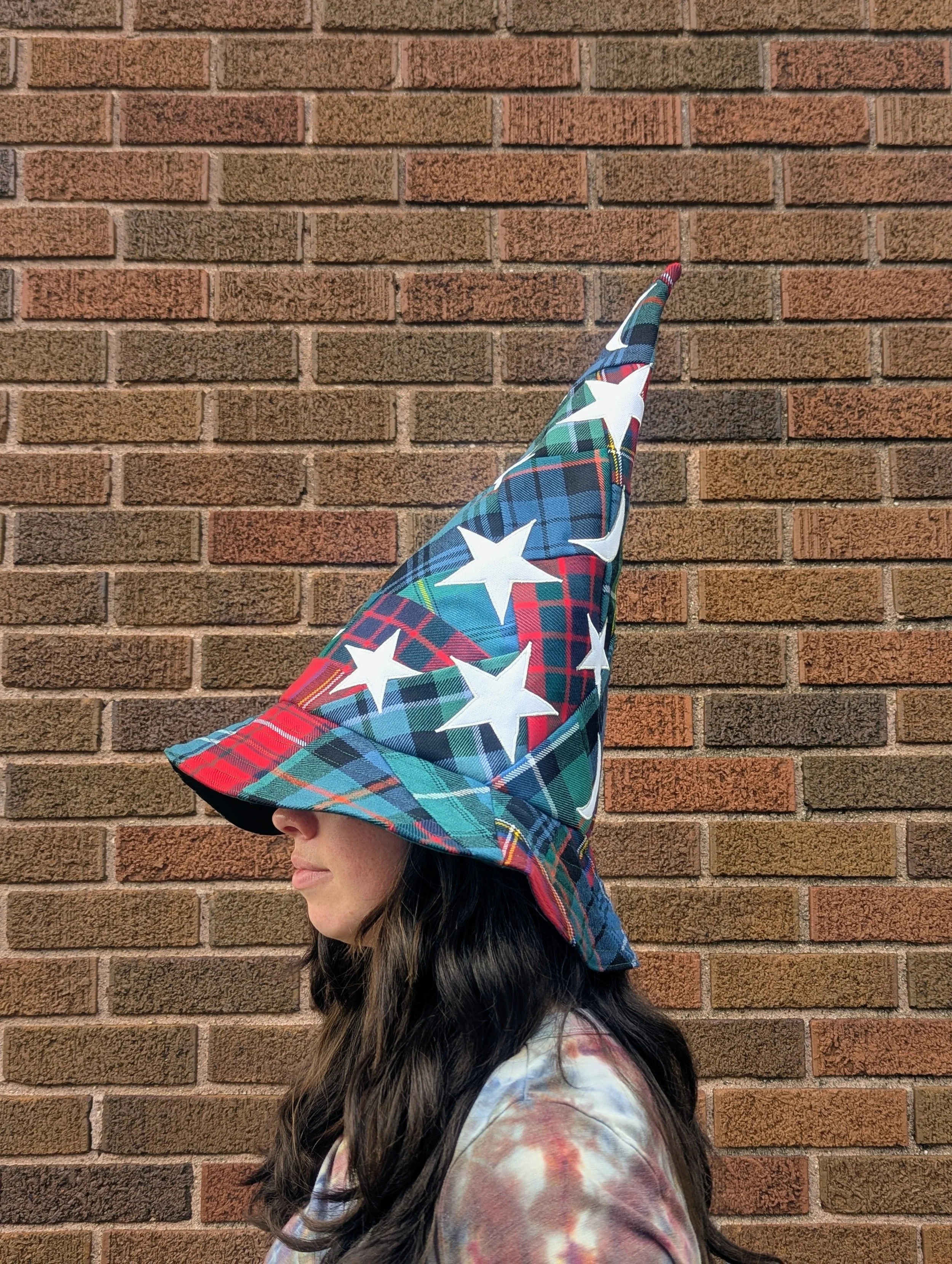 Tartan Patchwork Wizard Hat (#206)