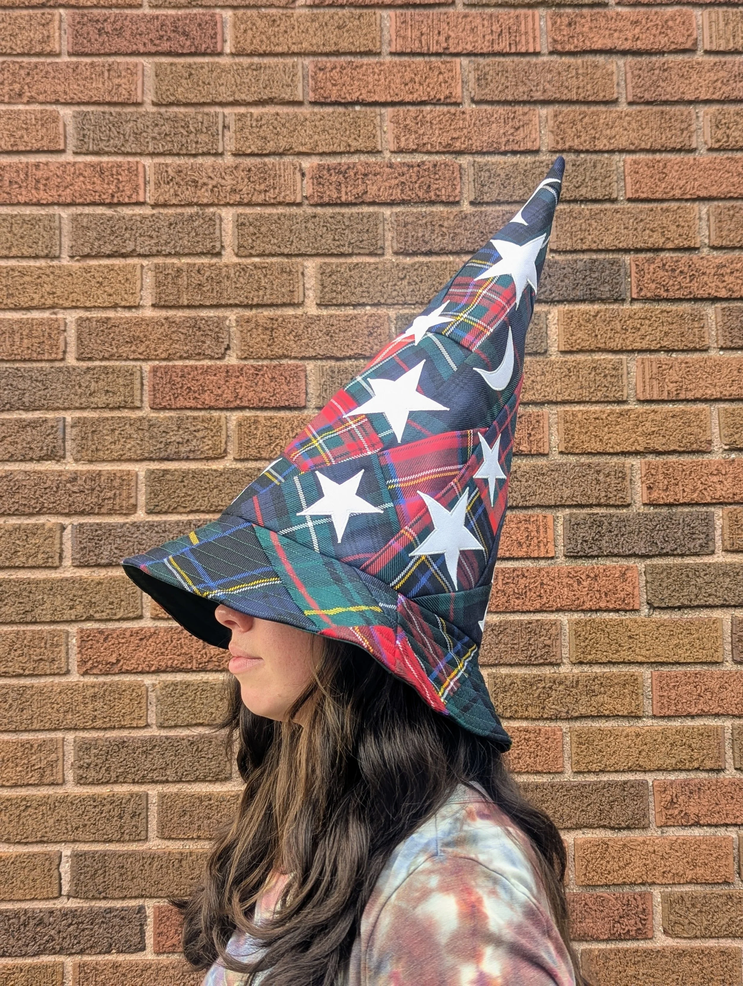Tartan Patchwork Wizard Hat (#207)