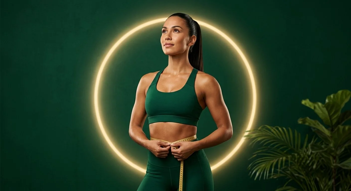 Woman measuring waist, weight loss program