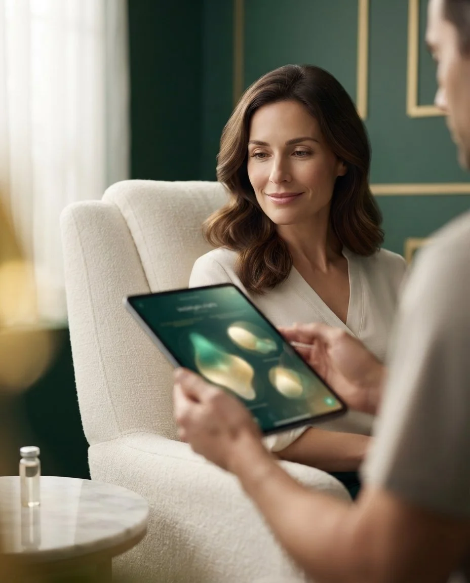 Patient reviewing wellness results with a provider