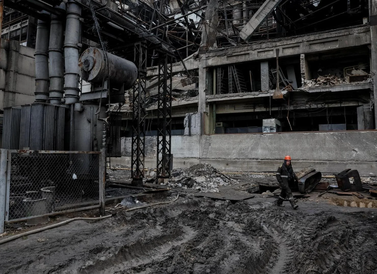 Damage to a Yandex data-center facility in Russia following Ukrainian drone strikes in October 2026.