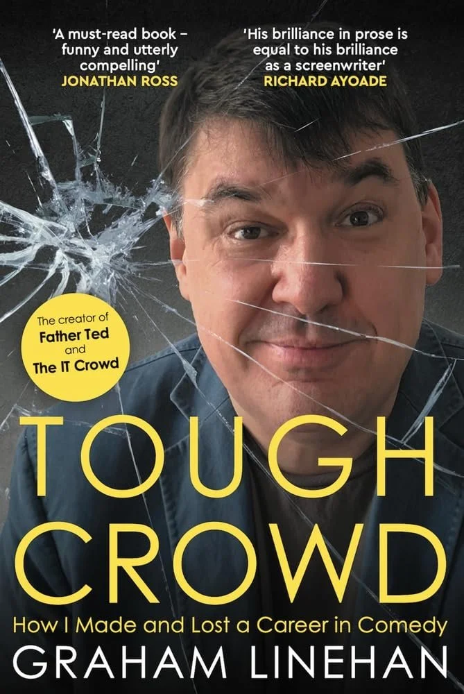 Book Cover for Tough Crowd with close up of a man's face behind glass with a bullet hole in it to the side of him
