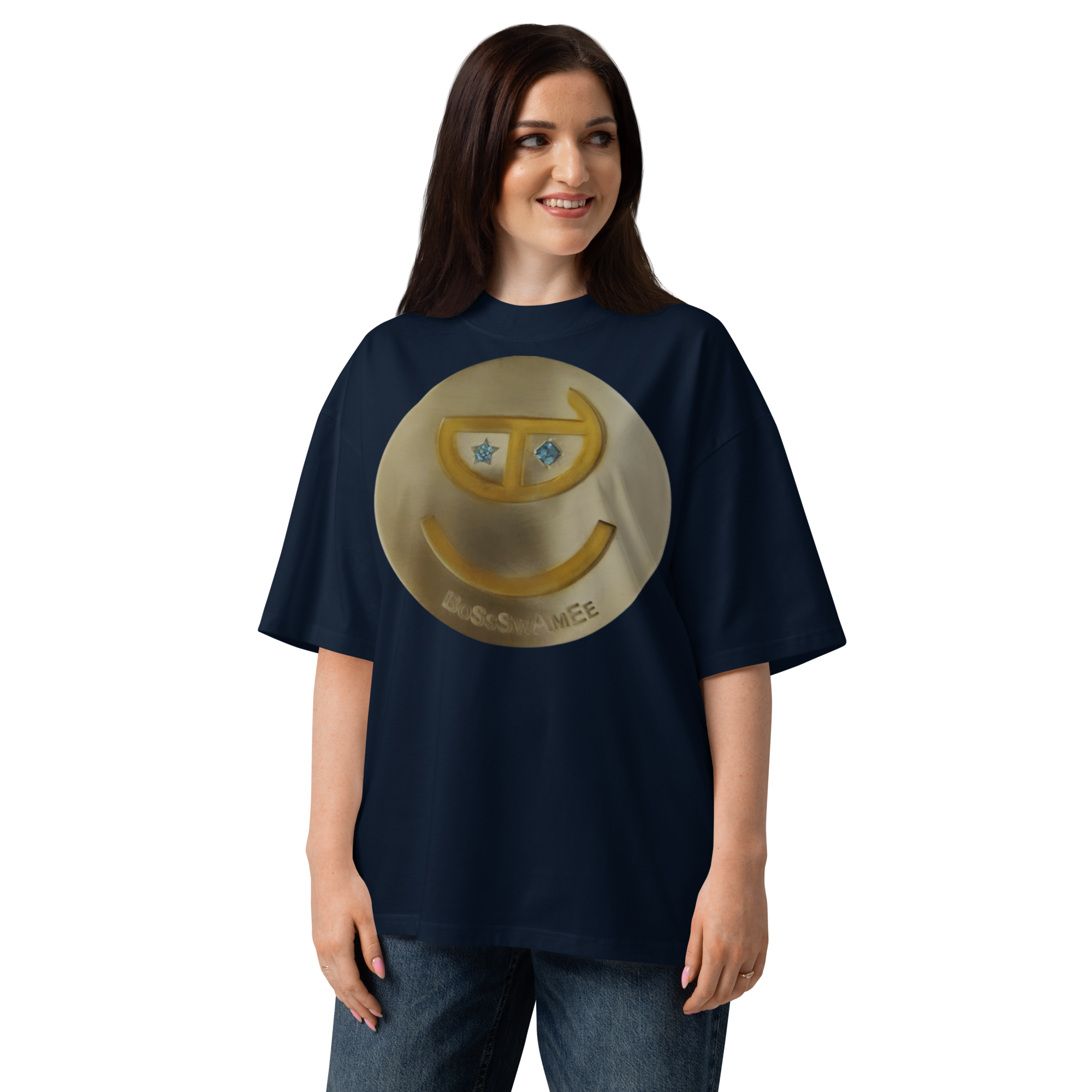 BoSsSwAmEe Huge Pendant Unisex organic oversized high neck t-shirt 2026