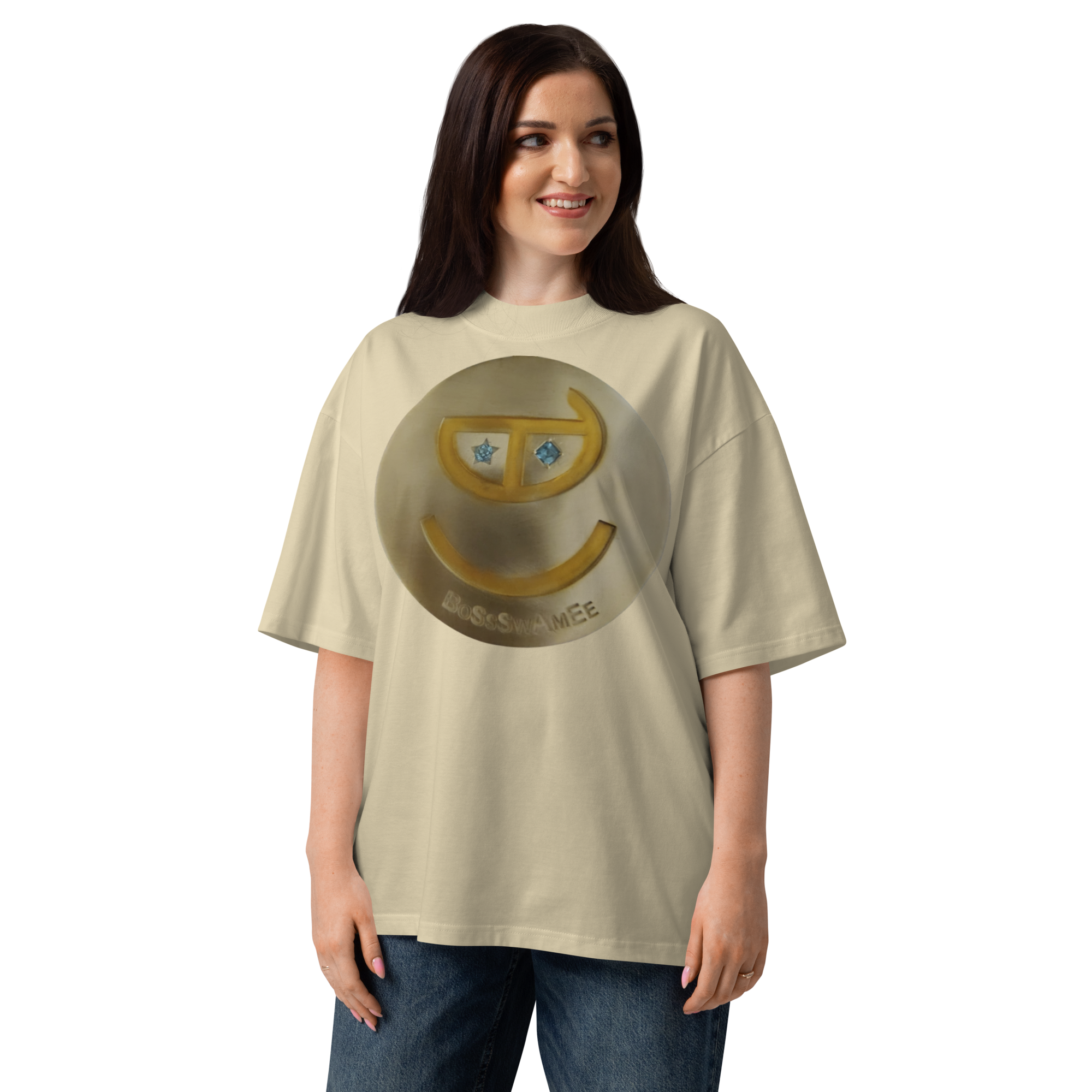 BoSsSwAmEe Huge Pendant Unisex organic oversized high neck t-shirt 2026