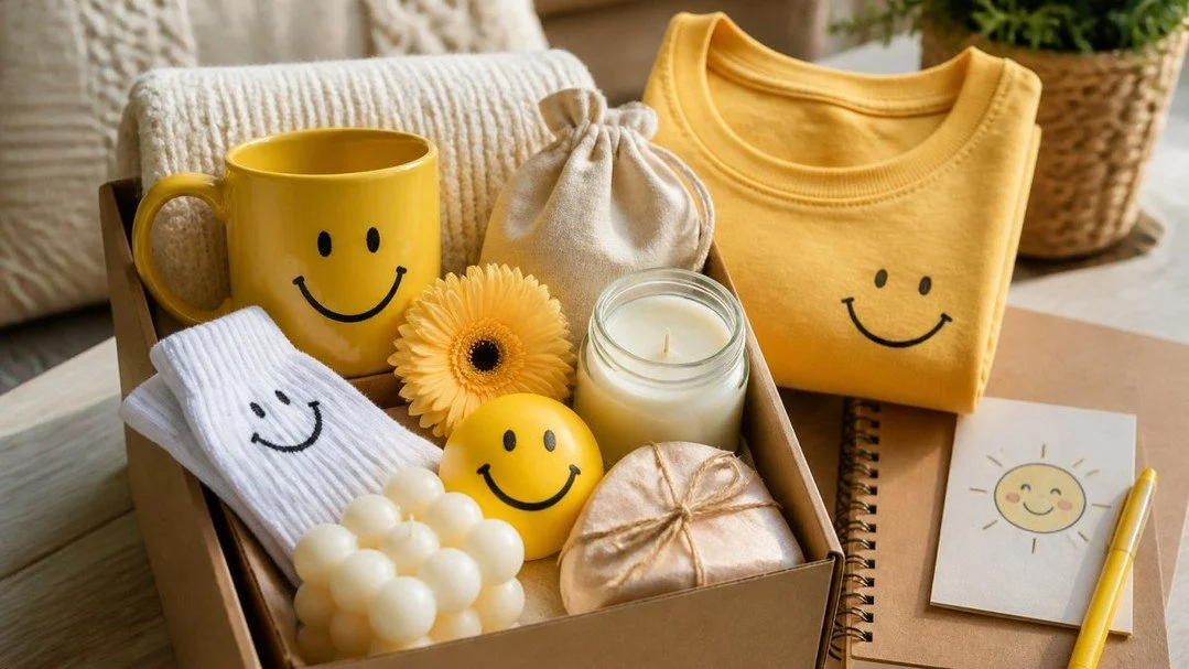 The best uplifting gifts for friends often get worn, not unwrapped and shelved. Smile-themed apparel and accessories let your friend carry a mood boost with them all day, one smile-print piece at a time. A tee they pull on before a hard morning. A ca
