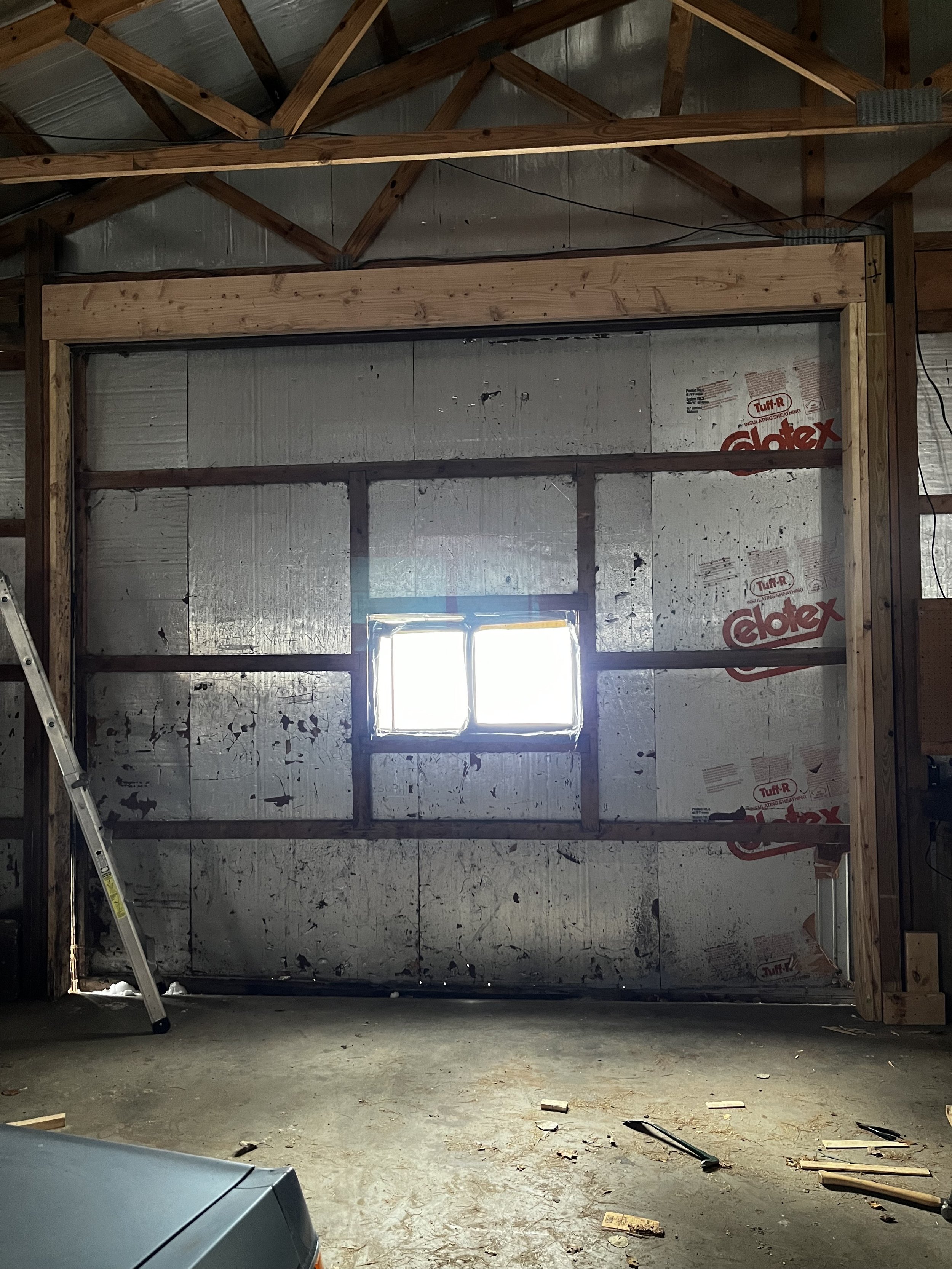 Custom Framing for Pole Barn Garage Door in Tawas, Michigan by Lowe Maintenance LLC