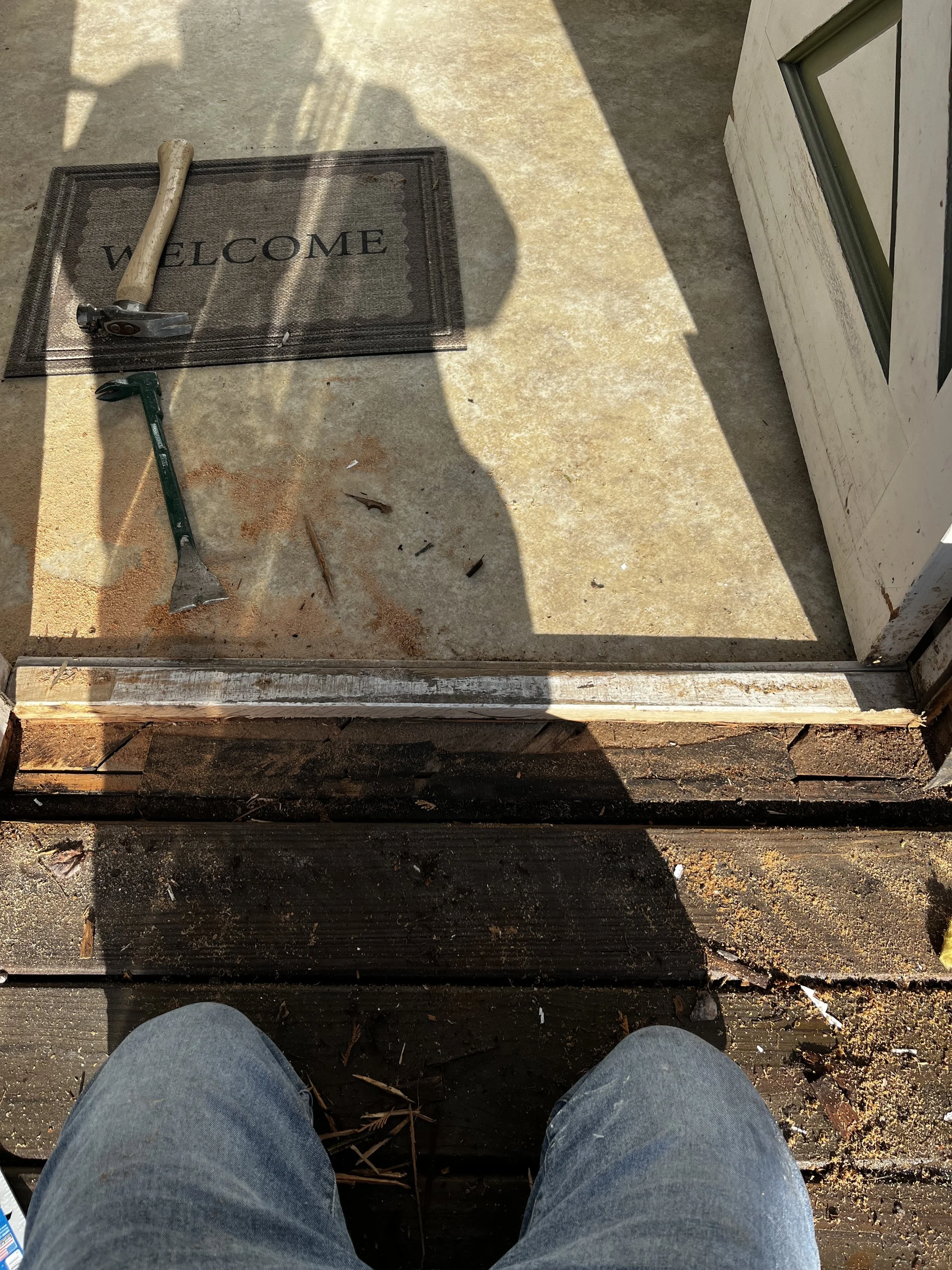 Exterior Door Threshold Replacement in Farwell, Michigan by Lowe Maintenance LLC