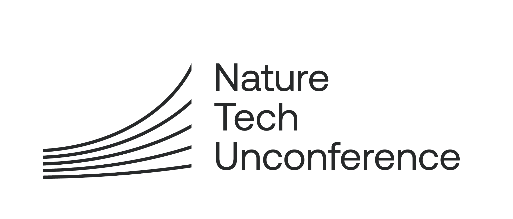 Logo for Nature Tech Unconference featuring stylized wave lines and the conference name