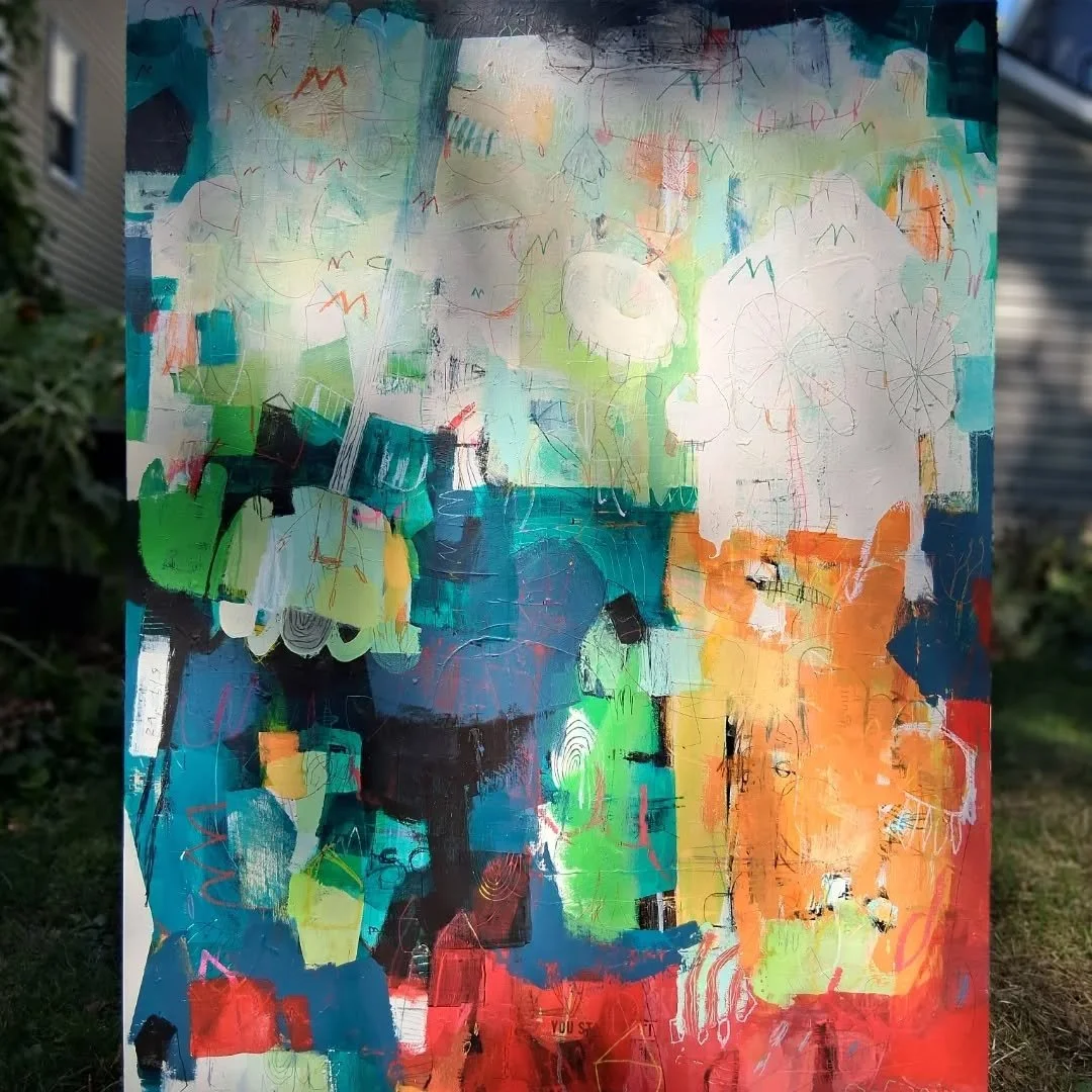 My artist statement:
I am a painter who dynamically layers bright colors on canvas to create imaginary abstract landscapes and gardens.

I am updating my portfolio for my website, and I am trying to compose short, to the point descriptions.

Speaking