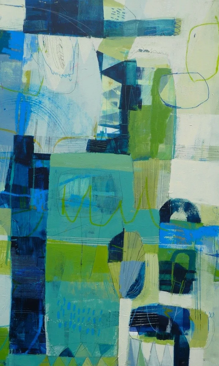 Anik Gagnon Art - L'heure bleue-The blue hour-geometric abstract-blues and greens-detail002.jpg