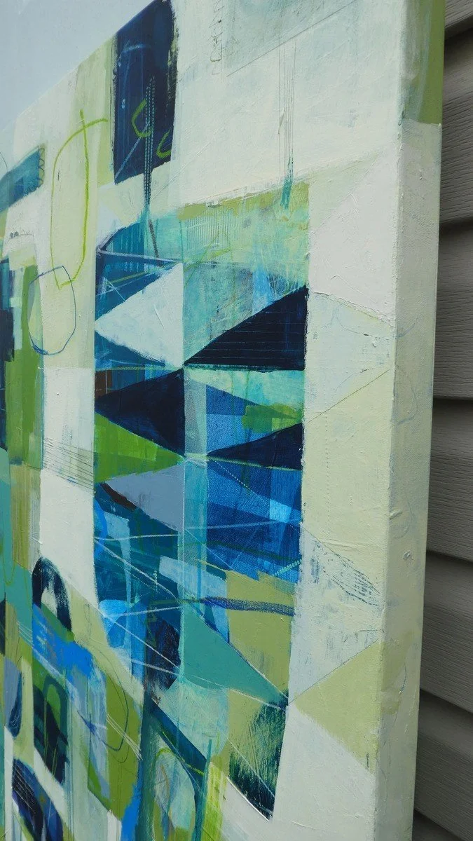 Anik Gagnon Art - L'heure bleue-The blue hour-geometric abstract-blues and greens-detail004.jpg