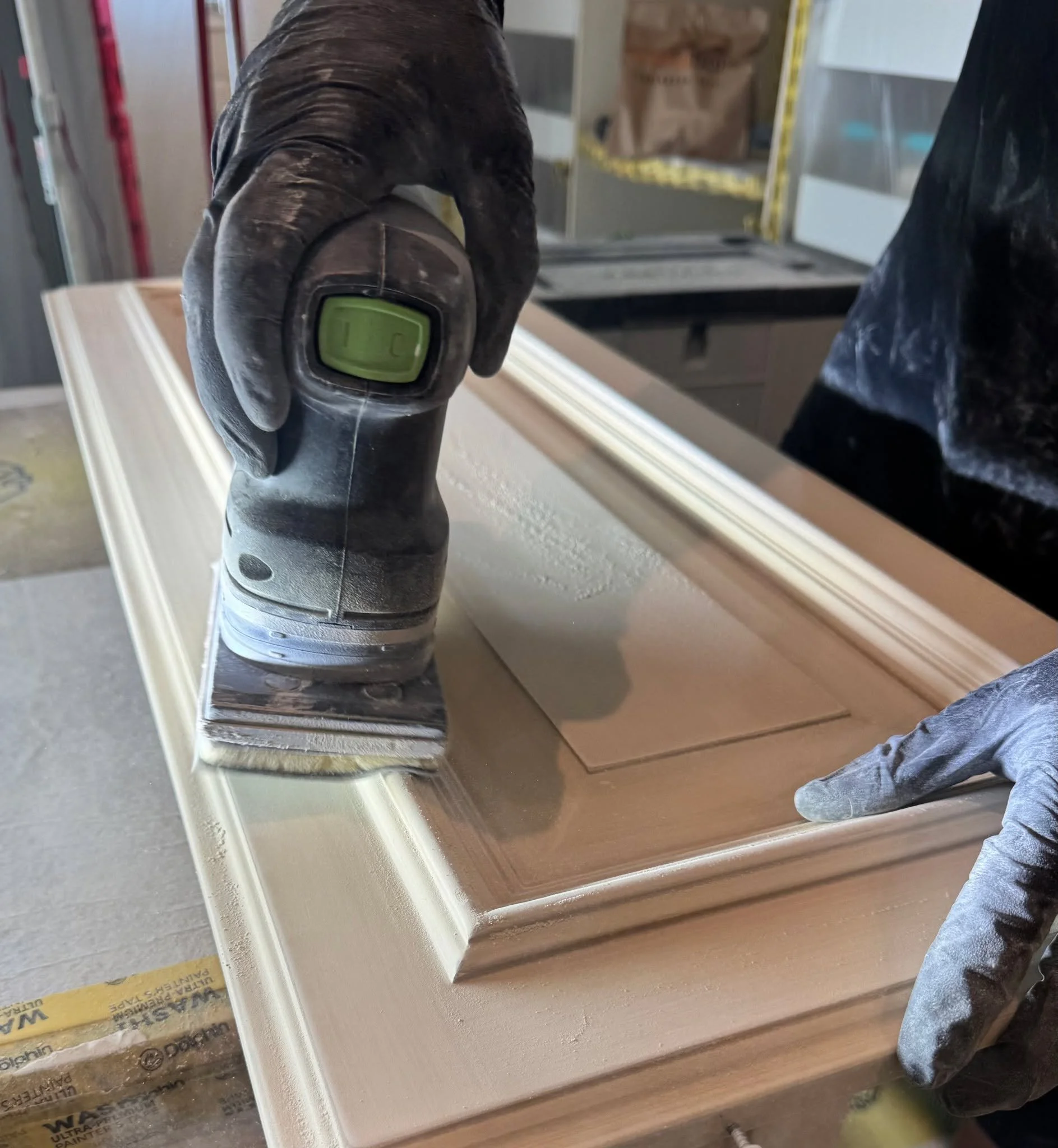 Every smooth finish starts here. Careful sanding to ensure proper adhesion and a flawless final coat. Quality prep makes all the difference ✨

📞 Travis | 208-620-6163
#CoeurdAleneIdaho #CDAIdaho #NorthIdahoHomes #KitchenUpgrade #CabinetRebuild #Cabi
