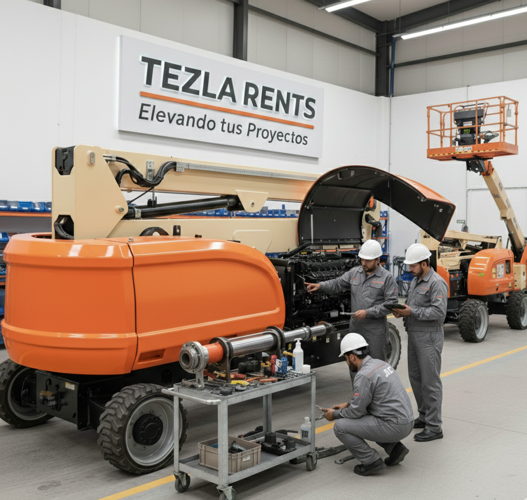 Servicio técnico especializado en reparación de manlifts JLG y Genie en Ecuador. Mantenimiento preventivo de plataformas articuladas y telescópicas con personal certificado. Soporte técnico en sitio a nivel nacional - TEZLA RENTS.