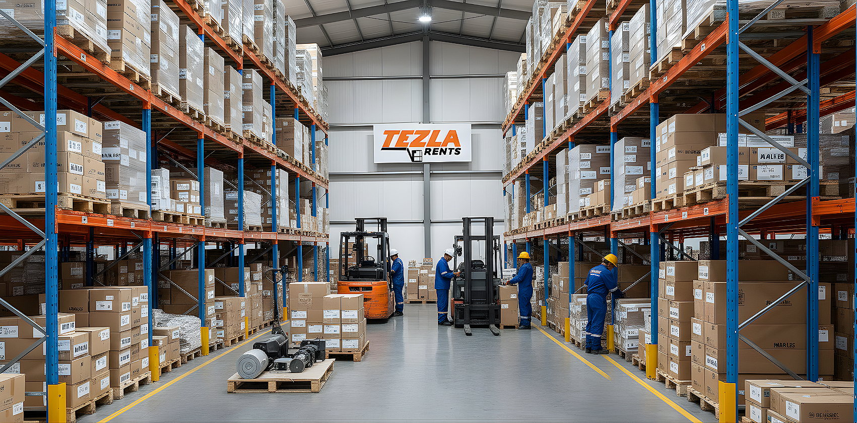 Bodega central de repuestos originales para manlifts en Ecuador. Venta de partes y componentes para marcas líderes como JLG, Genie y Skyjack. Gestión logística y envíos de repuestos a nivel nacional - TEZLA RENTS.