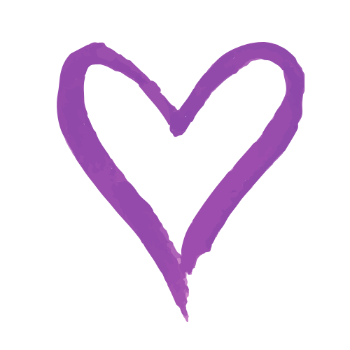 Purple heart outline on black background