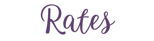 Text that says 'Rates' in purple font on a plain background