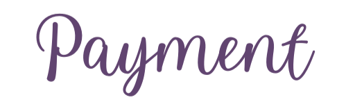 The image displays the word 'Payment' written in elegant, purple cursive on a white background.