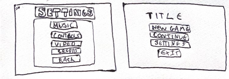 Game ui of settings and home page sketches.