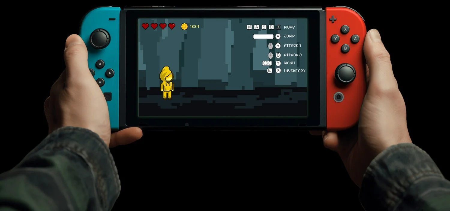 Mockup of game play in a Nintendo Switch.