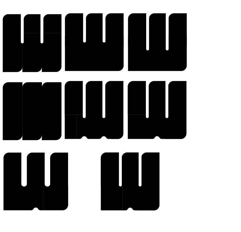 Type trial of letter W.