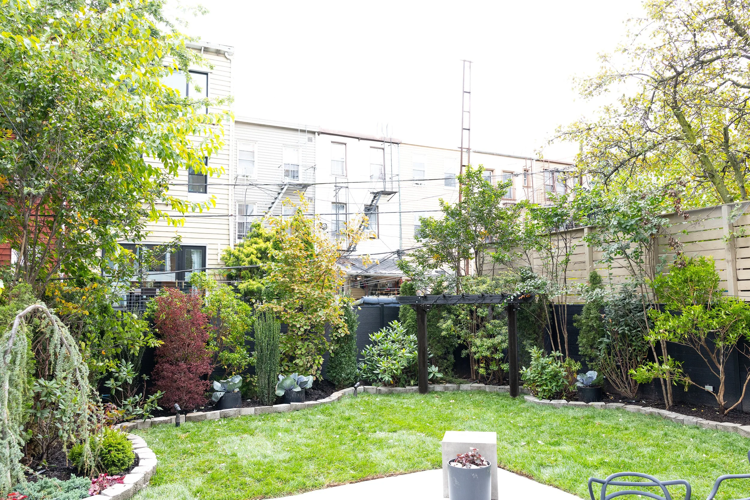 The private garden at Gather, a unique outdoor event venue in Brooklyn.